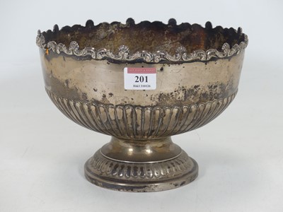 Lot 201 - An Edwardian silver pedestal rose bowl, having...