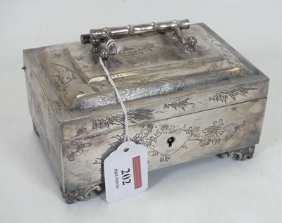 Lot 202 - A Chinese export white metal casket, of...