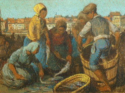 Lot 1009 - 20th century continental school - fisherfolk...