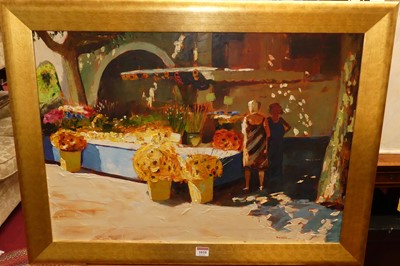 Lot 1010 - Jeremy Sanders (b. 1969) - The Flower Stall,...