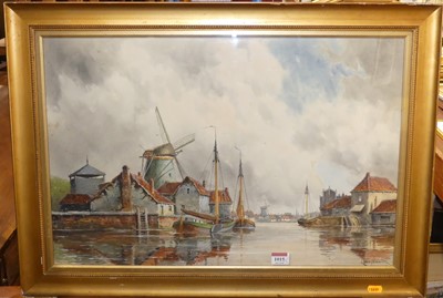 Lot 1015 - Louis van Staaten (1836-1909) - a Dutch canal,...