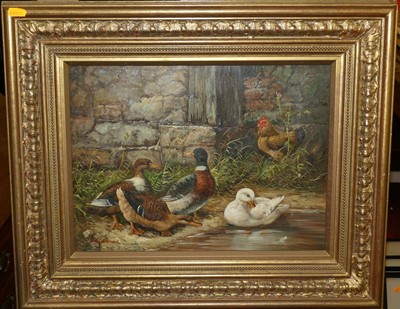 Lot 1023 - River Sina? (contemporary) - Ducks by the pond,...