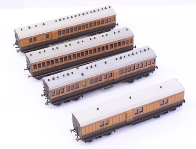 Lot 756 - Four 00 gauge kit built LSWR coaches, to...