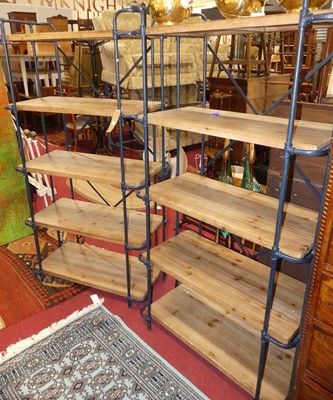 Lot 1166 - A pair of industrial tubular metal and pine...