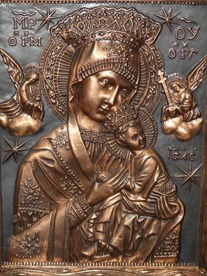 Lot 1060 - A reproduction embossed metal plaque depicting...