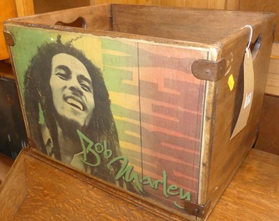 Lot 1178 - A stained pine twin handled bottle carrying...