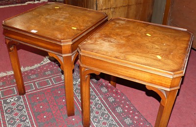 Lot 1194 - A pair of contemporary burr oak square low...
