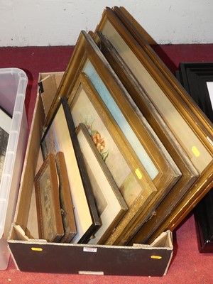 Lot 1084 - A box of assorted pictures and prints, to...