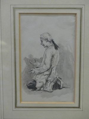 Lot 1104 - 19th century school - theatrical portrait, ink...