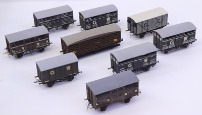 Lot 750 - Nine 00 gauge kit built wagons to include GE...