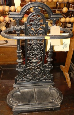 Lot 1202 - A pierced floral decorated wrought iron...