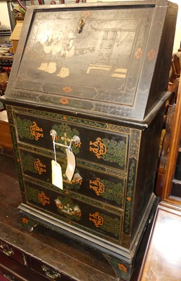 Lot 1204 - A Chinese black lacquered export slopefront...