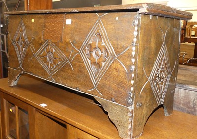 Lot 1207 - An antique close-nailed oak six-plank blanket...