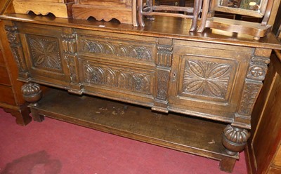 Lot 1227 - A Jacobean style joined and relief carved oak...