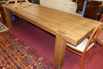 Lot 1247 - A contemporary heavy stained and planked pine...