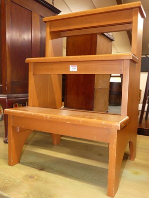 Lot 1249 - *A set of beech three-tred library steps, w.44....