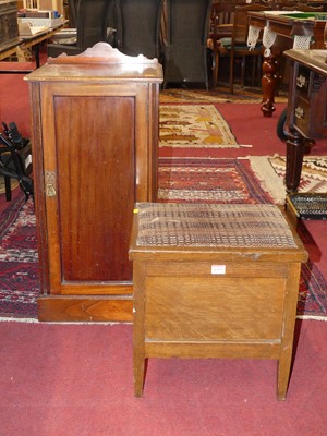 Lot 1254 - An Edwardian walnut single door bedside...