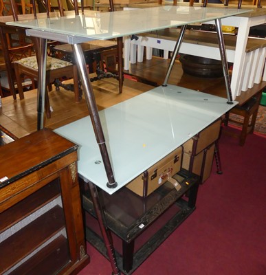 Lot 1258 - A pair of Ikea frosted glass and tubular...