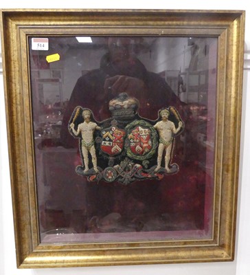 Lot 514 - A 19th century embroidered coat of arms,...