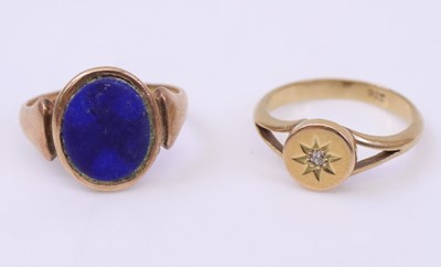 Lot 358 - A 9ct gold diamond set signet ring, as a gypsy...