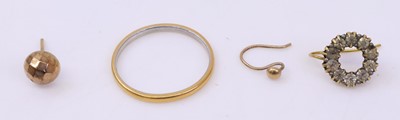 Lot 373 - A gold plated wedding band; together with a...