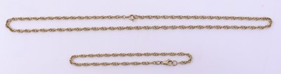 Lot 376 - A modern 9ct gold chain link necklace, 46cm;...