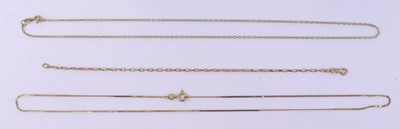 Lot 380 - A 9ct gold flatlink neck chain, 48cm; together...