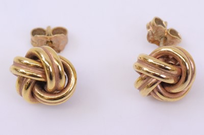 Lot 381 - A pair of modern 9ct gold 'ball of wool' ear...
