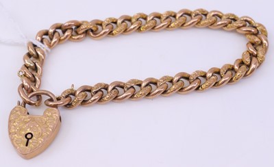 Lot 383 - A 9ct gold hollow curblink bracelet, with...