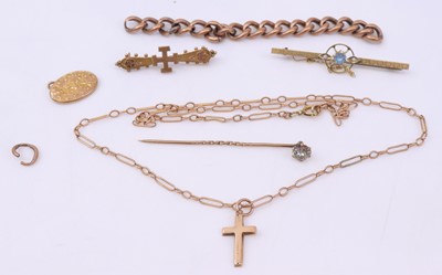 Lot 387 - Assorted yellow metal, to include a 9ct gold...