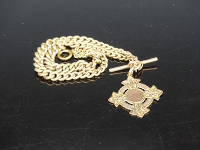 Lot 432 - A gilt metal double curb link watch chain with...