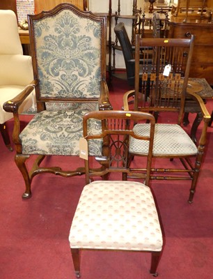 Lot 1292 - A French provincial fruitwood open armchair,...