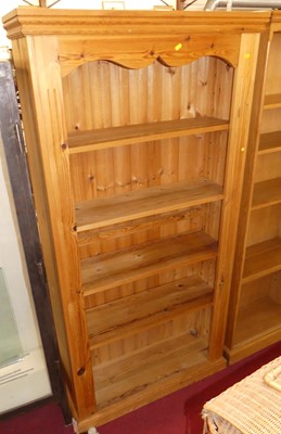 Lot 1316 - A pine freestanding open bookshelf, width 92cm,...