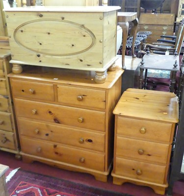 Lot 1320 - Modern pine bedroom furniture, to include; a...