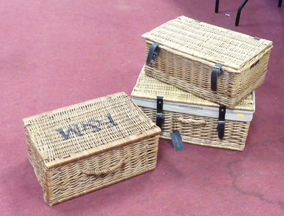 Lot 554 - A Fortnum & Mason wicker hamper, w.45cm,...