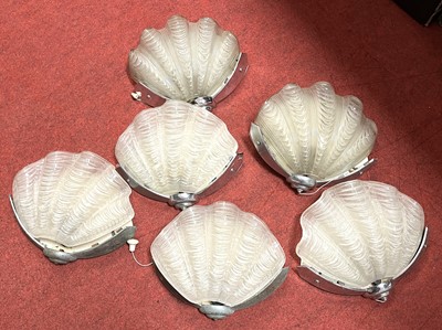 Lot 70 - A set of four Art Deco frosted glass and...