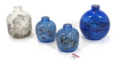 Lot 150 - A Japanese blue glass snuff bottle, reverse...