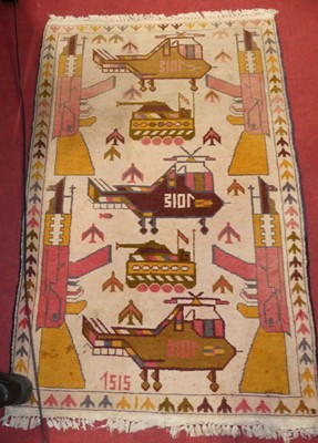 Lot 1337 - A hand woollen Afghan war rug, circa late...
