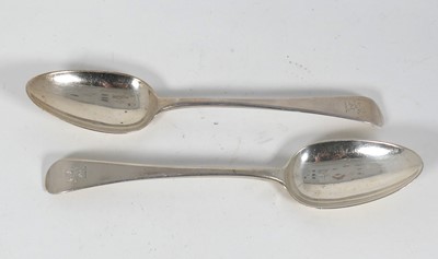 Lot 435 - A pair of George III silver serving spoons in...