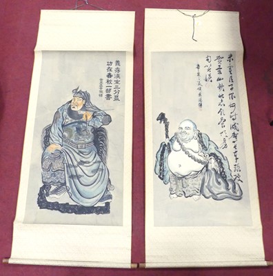 Lot 490 - A Japanese scroll, depicting Guanyu, ink on...