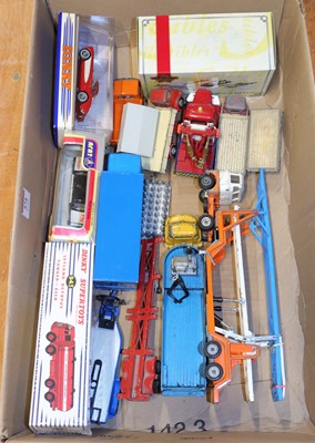 Lot 574 - A box containing vintage Corgi Toys playworn...