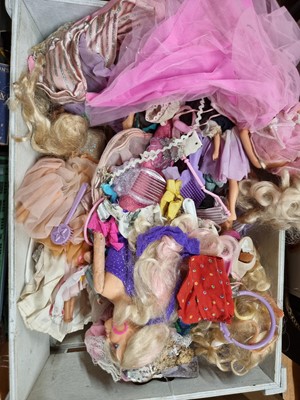 Lot 579 - A box containing collection of Barbie dolls,...