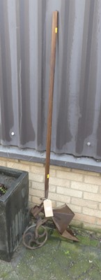 Lot 1351 - A vintage hand pushed seed drill, together...