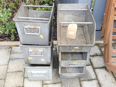 Lot 1358 - A set of six vintage galvanised metal stacking...