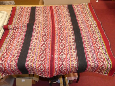 Lot 1345 - A Turkish woollen stripy ground kelim small...