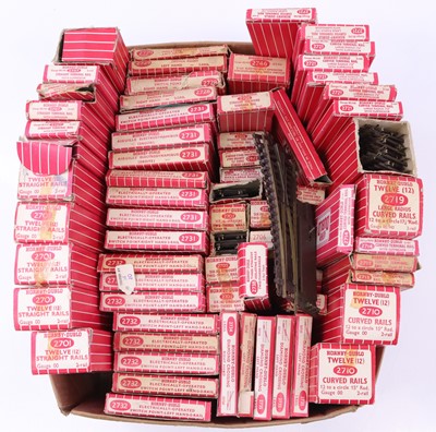 Lot 453 - Box of Hornby Dublo 2 rail track, all boxed to...