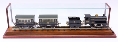 Lot 103 - Glass showcase, overall 29 ¼” x 5 ¼ ” x 6 ½”...